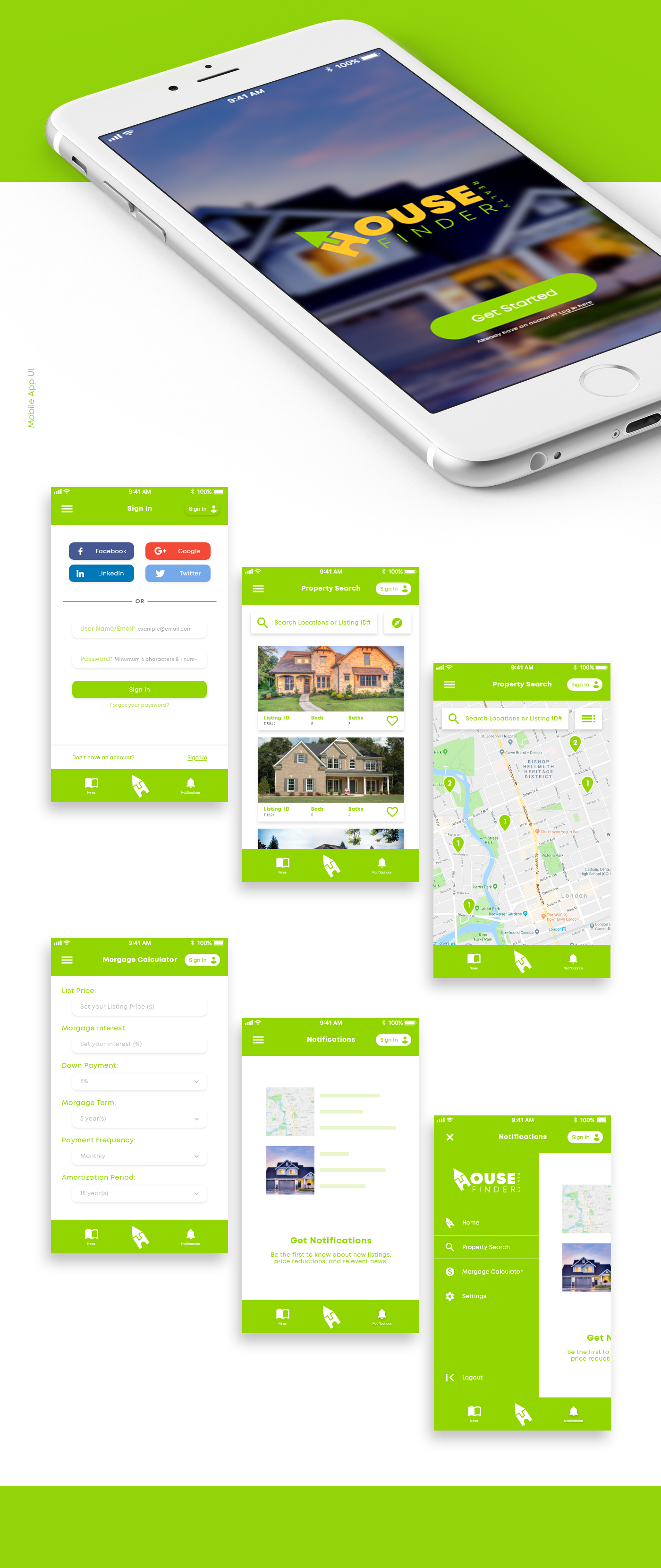 real estate realty Home Finder branding  UI business card adobeawards