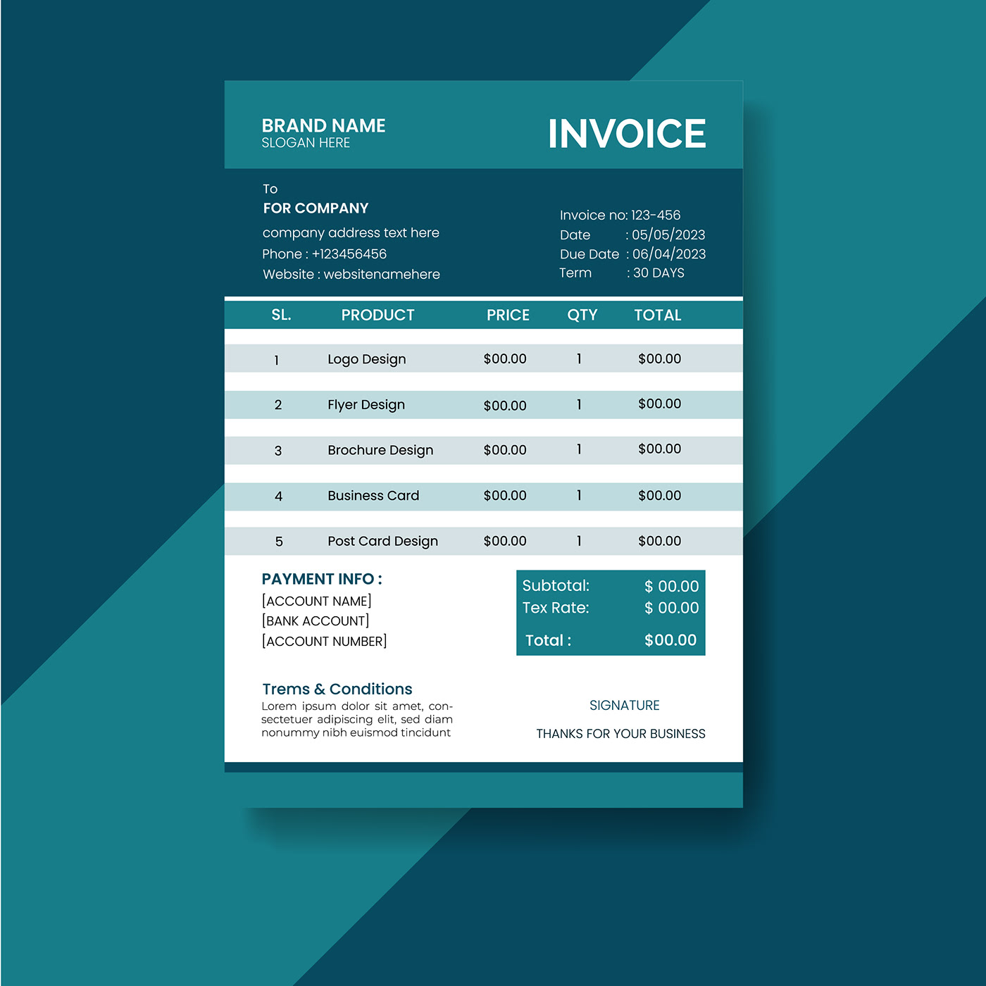 text invoice Invoice Template Invoice Design invoices bill corporate business presentation corporate invoice