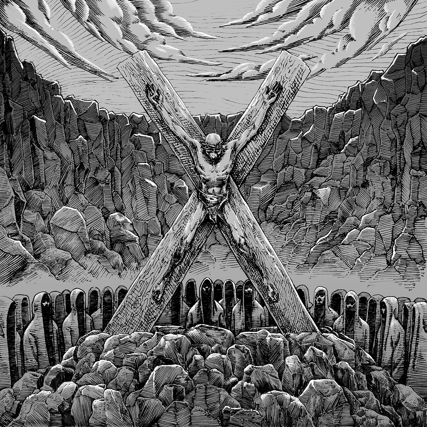 art black black metal cover crucifixion Drawing  ILLUSTRATION  metal