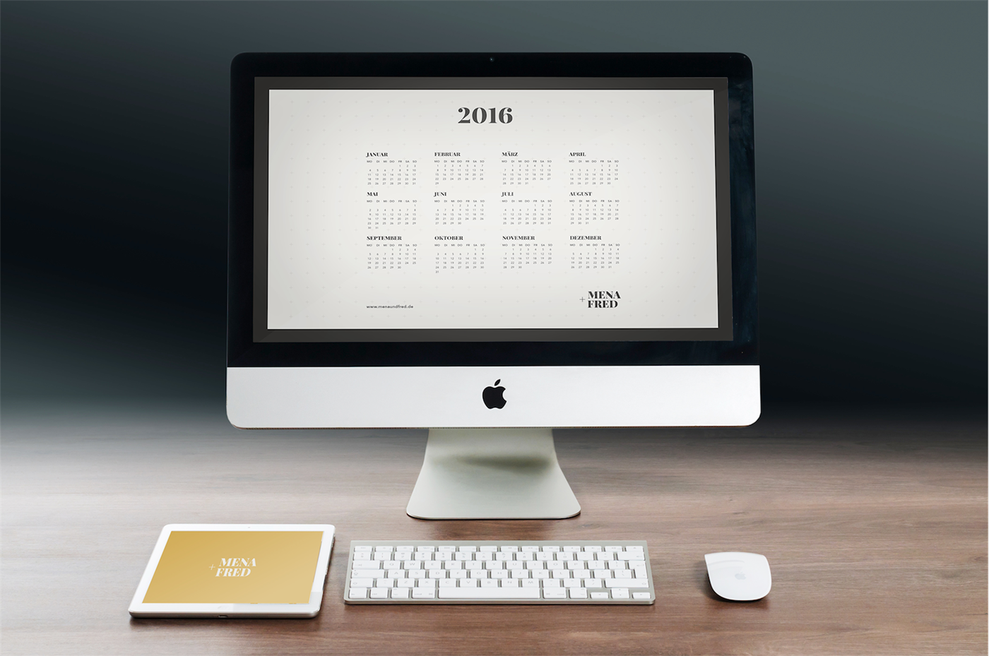 calendar freebie free download wallpaper screen iMac Mockup mena+fred germany