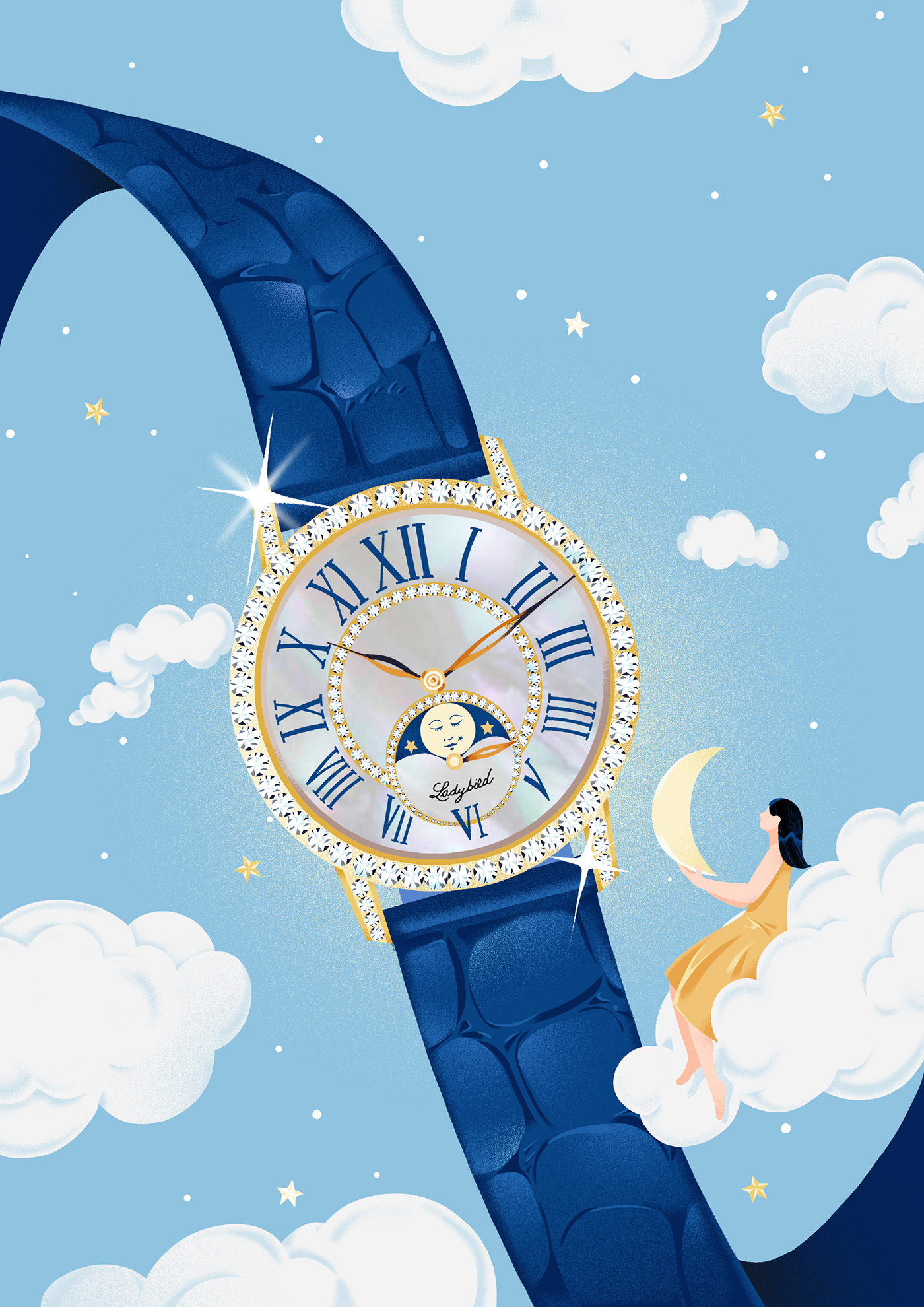 Icon women female luxury blancpain diamond  jewelry Fashion  digital illustration luxurywatches
