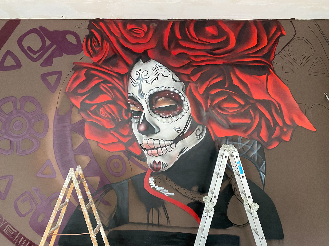 Day of Dead dead day duvar resmi Graffiti Mexican Mural portrait ranchero