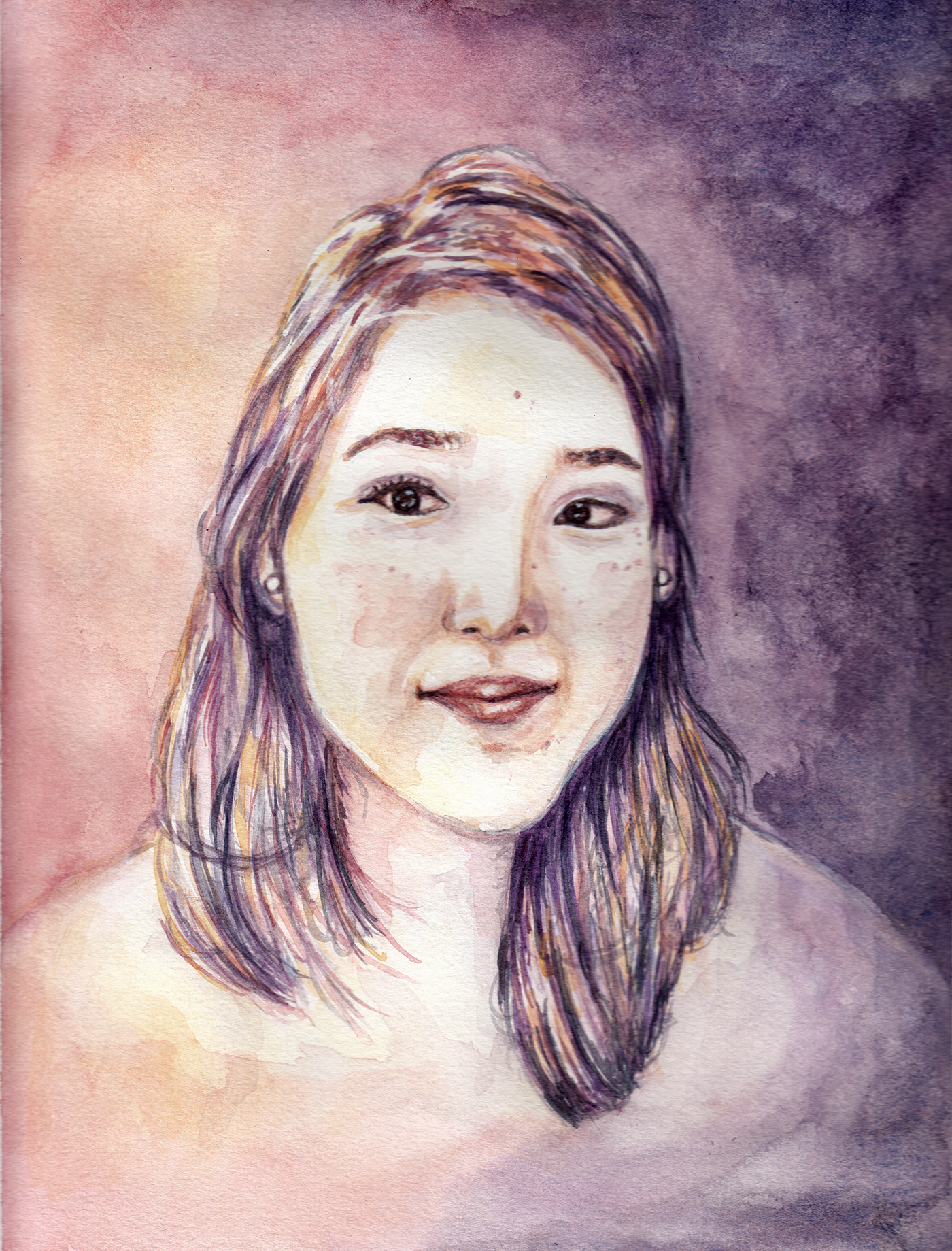 watercolor self portrait Drawing  painting  