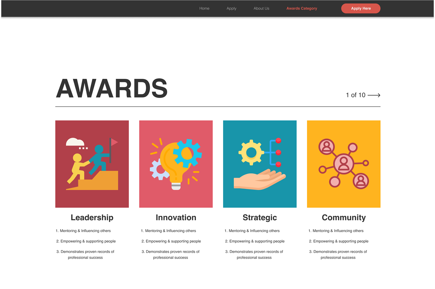 Awards Wevsite design