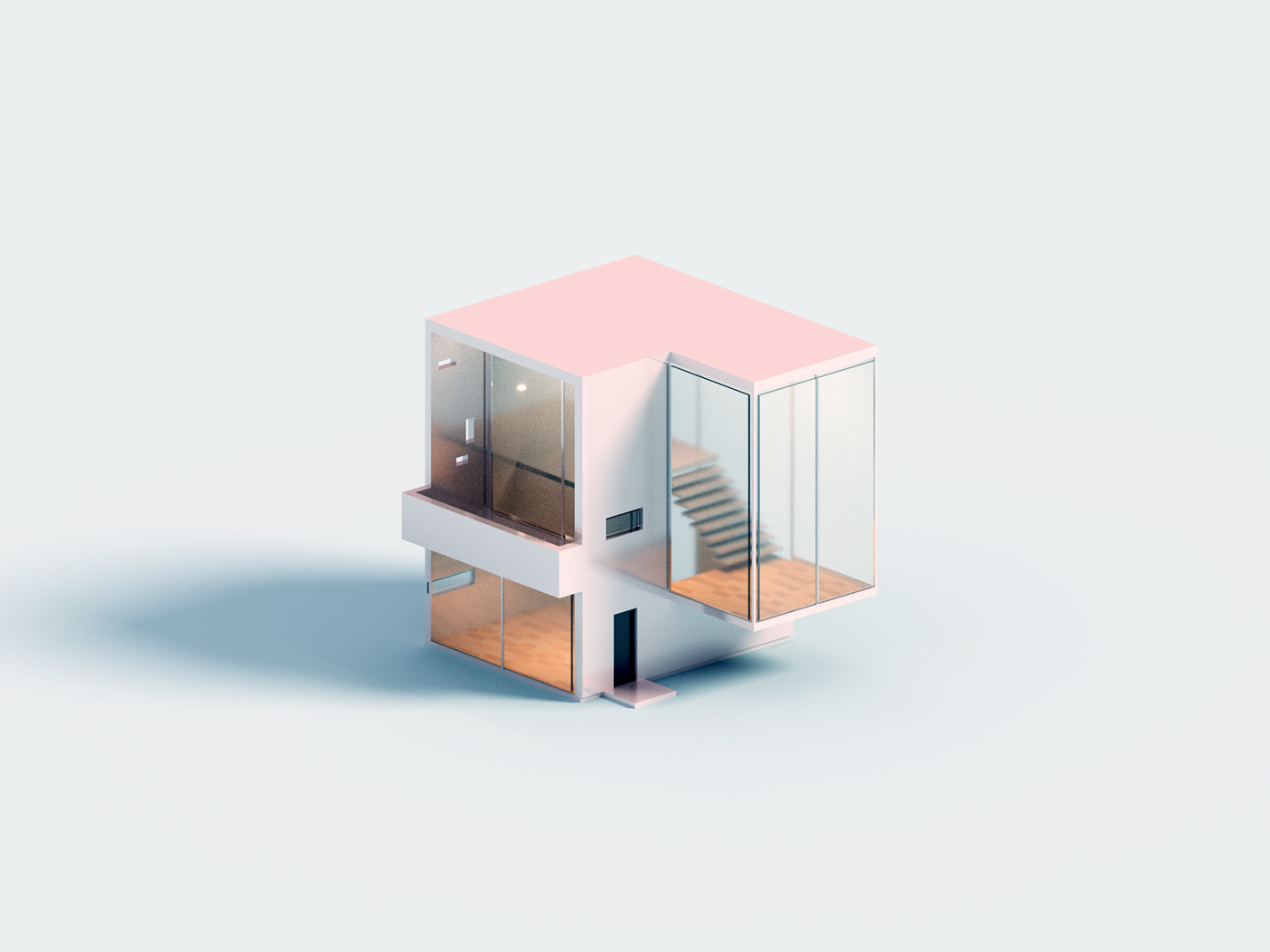 3D illustration architecture design ILLUSTRATION  Interior Magicavoxel voxel