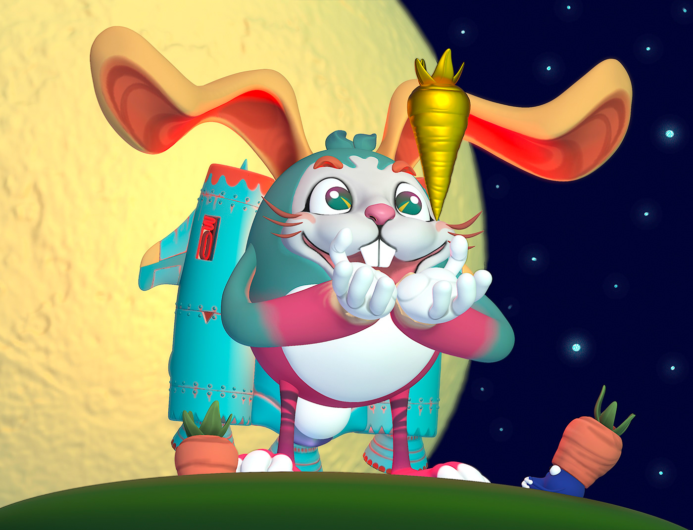 Easter nft 3D Character design  egg cartoon rabbit dream bunny moon