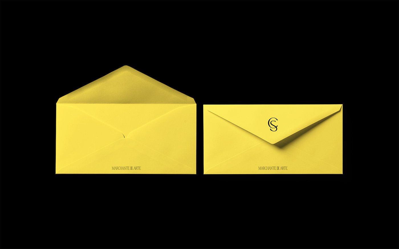 Yellow envelope for Casa Salazar as part of its stationery elements
