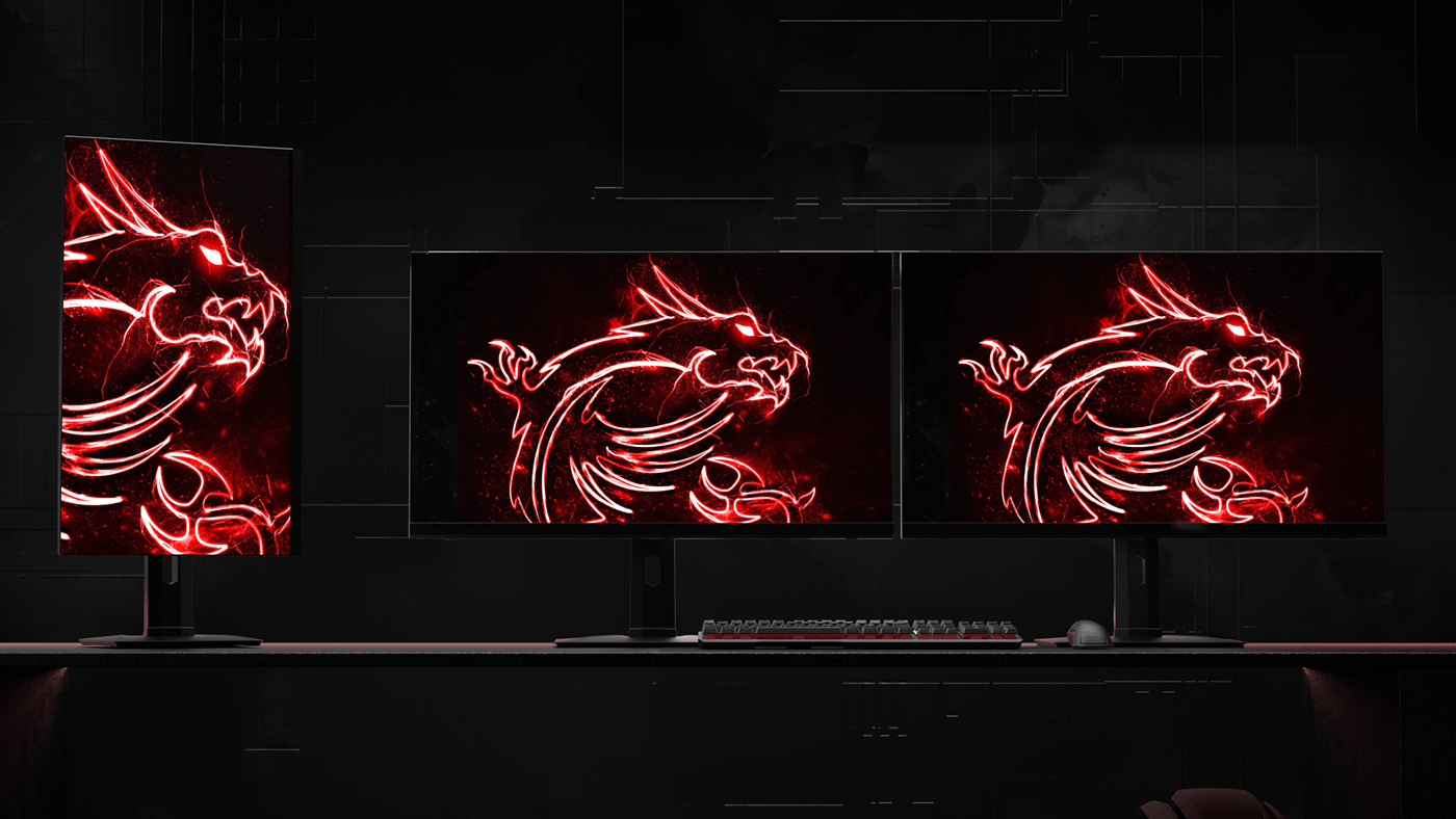 MSI Gaming Twitch stream motion design 3D monitors CGI product launch