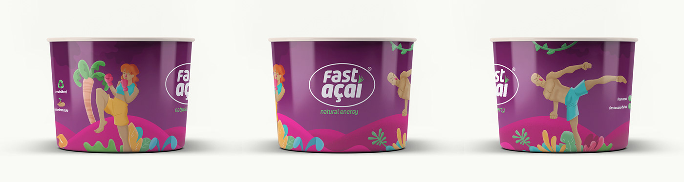 acai cup design gráfico digital painting emabalagens Food  ice cream Ilustração packing Rótulos