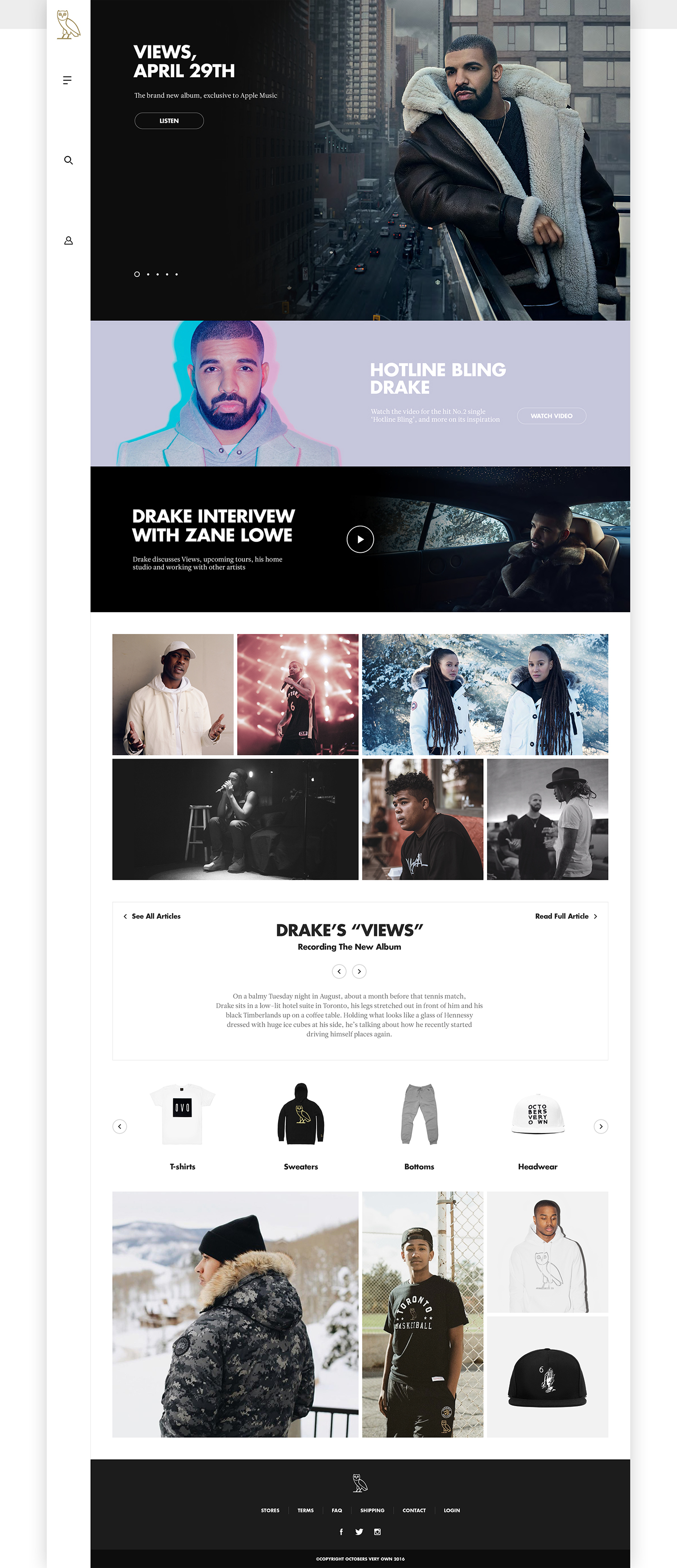 Adobe Portfolio ovo Website Design desktop mobile Drake Blog concept online shop