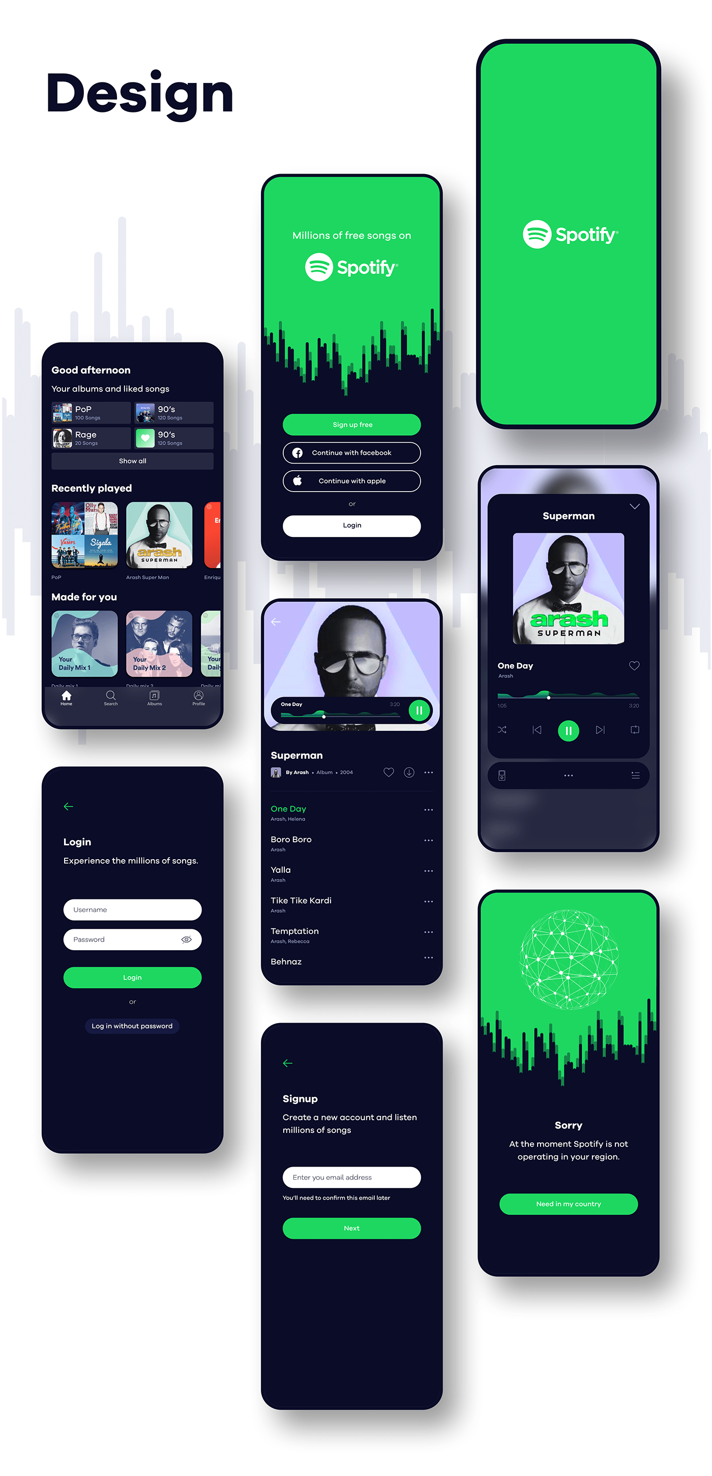 app concept Mobile app music player redesign songs spotify Streaming