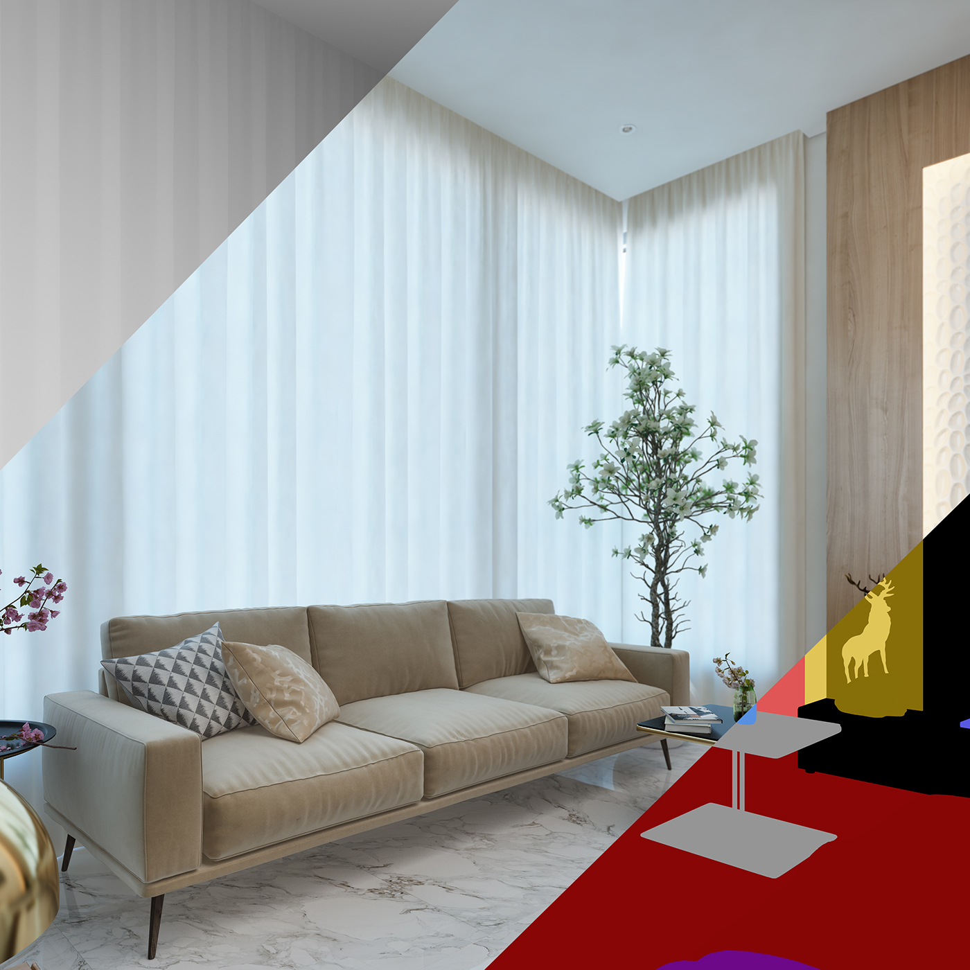 3dsmax vray Interior dubai photoshop bedroom modern interior design  Render 3D