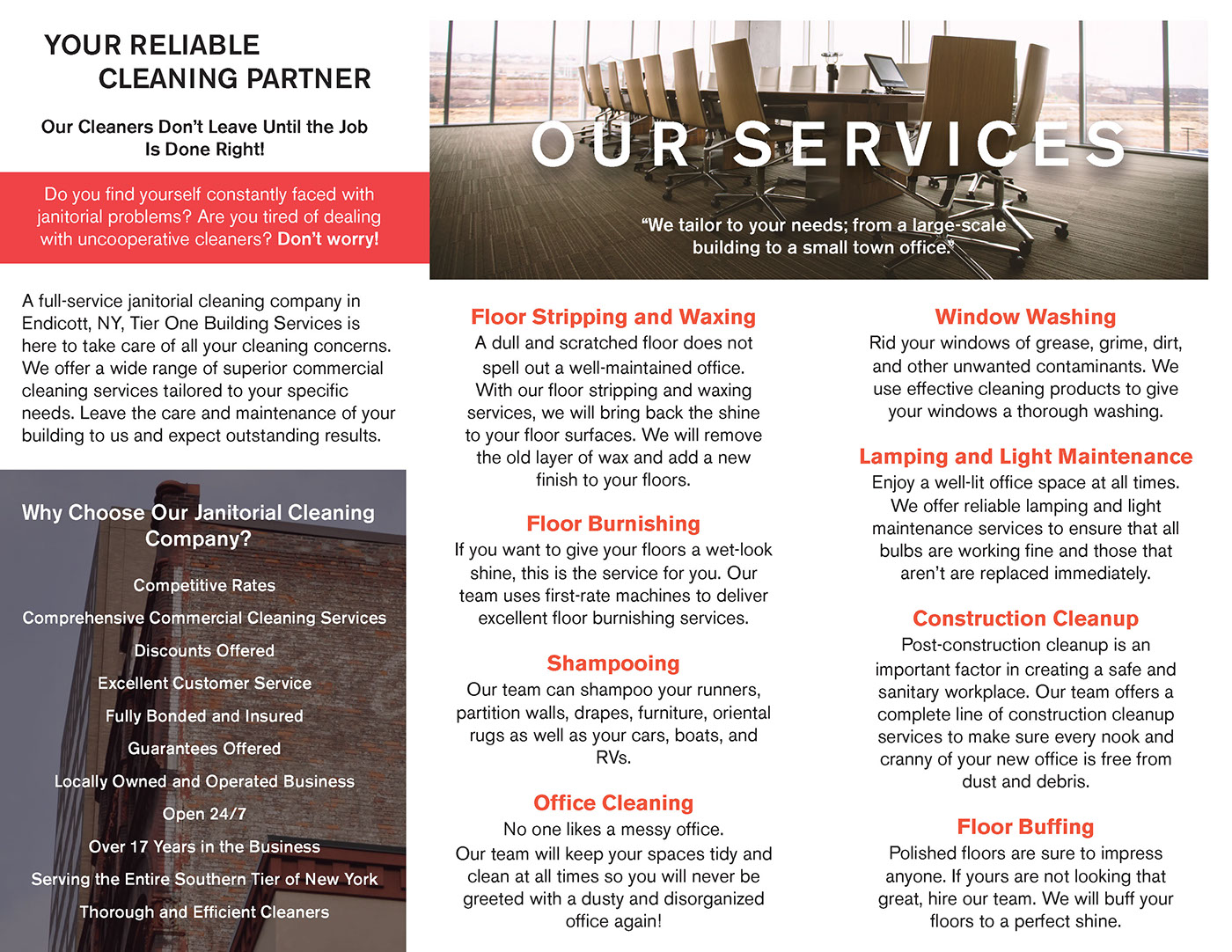 brochure cleaning business card services tier One