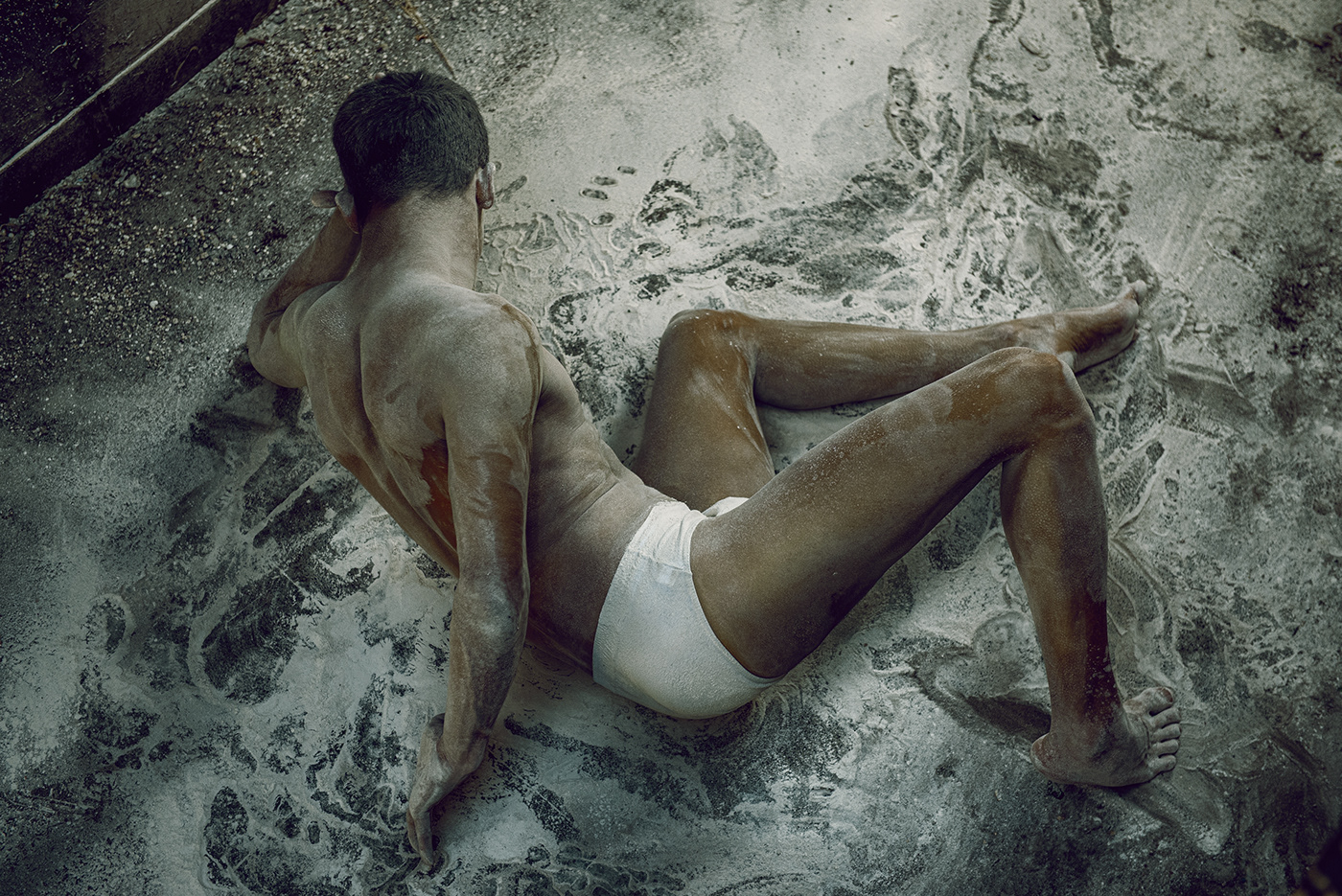 apocalyptic beauty color dancer dust fashion photography male model nude art texture