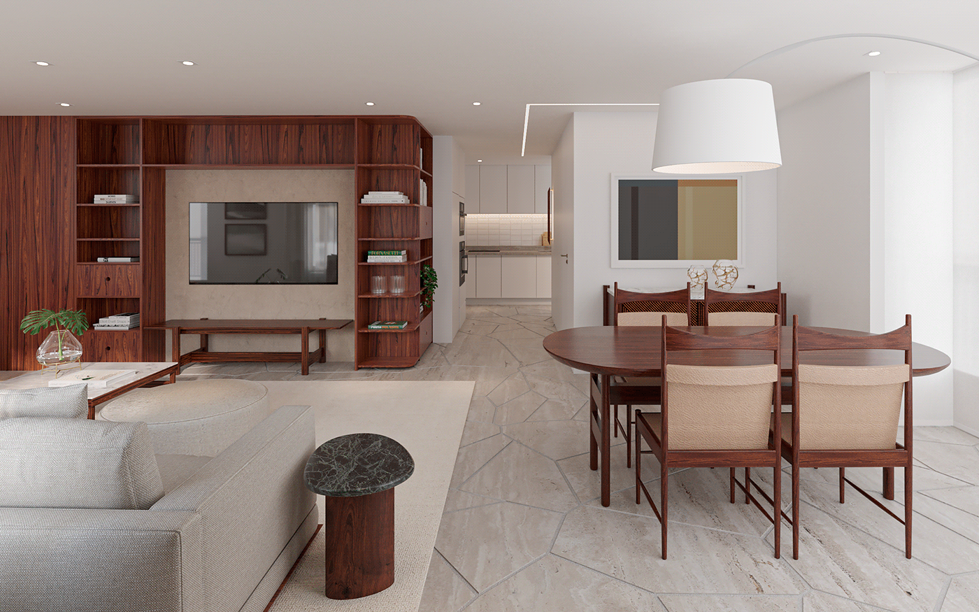 living Interior architecture visualization interior design  modern Sergio Rodrigues mobiliario furniture Render