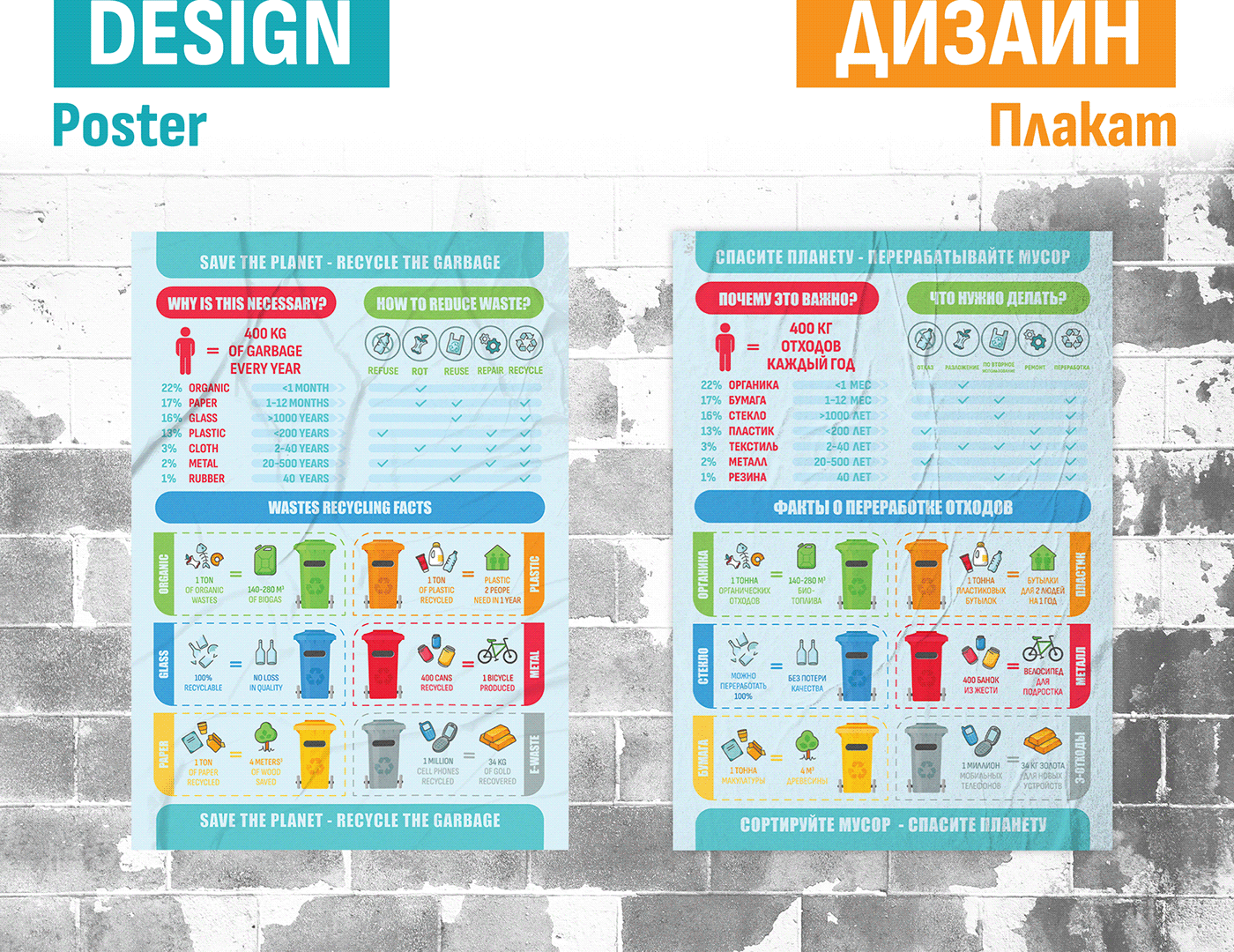 Poster Design infographics Waste recycling billboard leaflet colorful for print