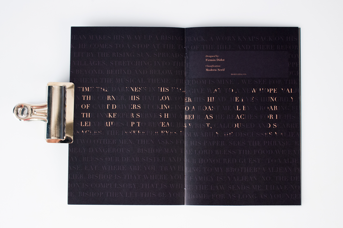 Type Specimen Didot adobeawards book design Classical Les Miserables interaction print