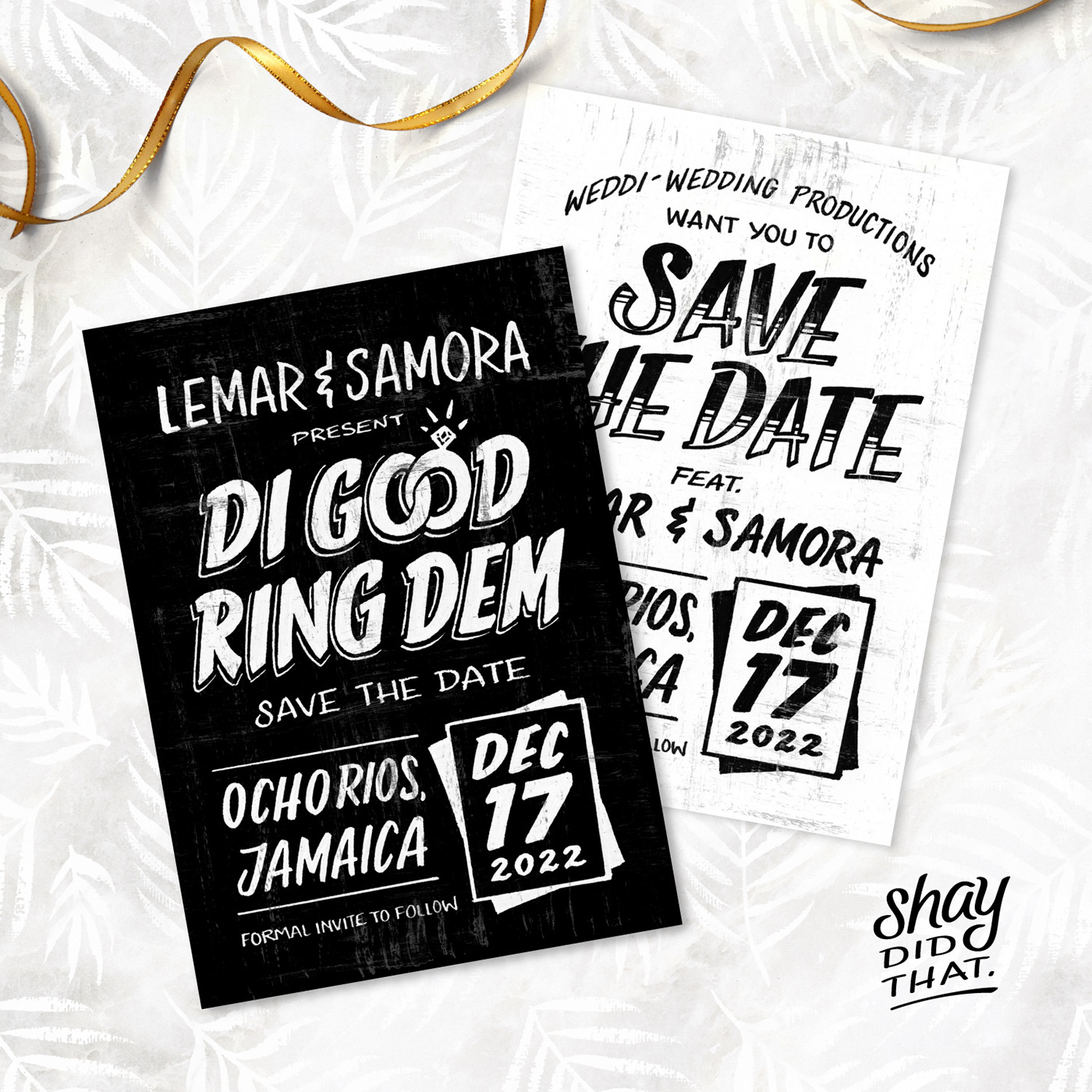 wedding save the date Invitation Jamaican poster HAND LETTERING typography   culture black art dancehall sign