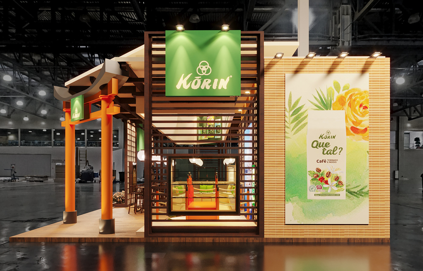 booth design Exhibition  Fair feira japanese oriental Promotional Stand wood