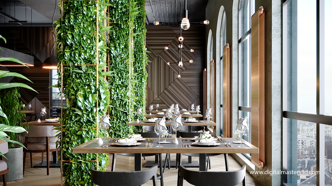 3d interior rendering restaurant 3D MAX RENDERING corona rendering vray rendering