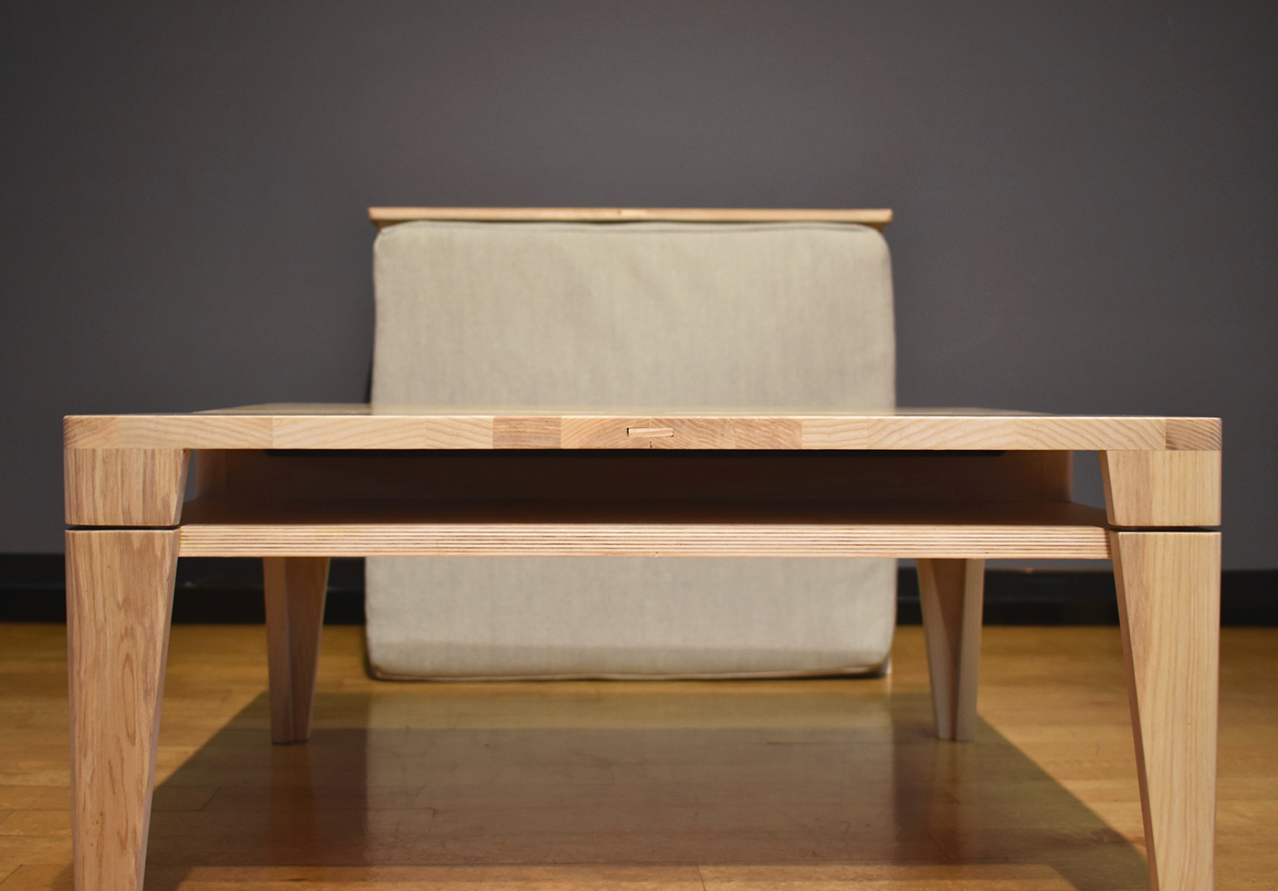 wood ash desk Shelf table furniture design risd floor seating