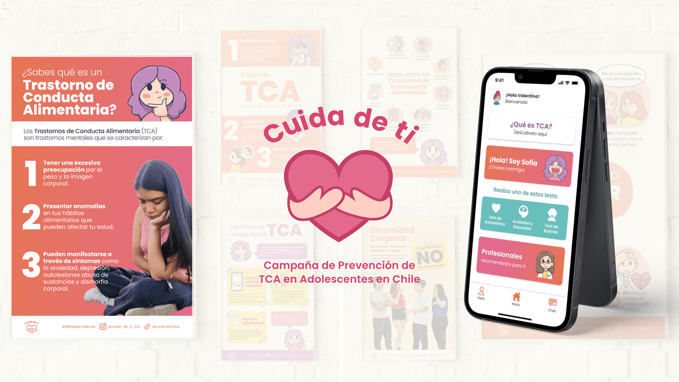 tca bulimia Eating disorder anorexia Figma app design UI/UX user interface ILLUSTRATION  Campaña