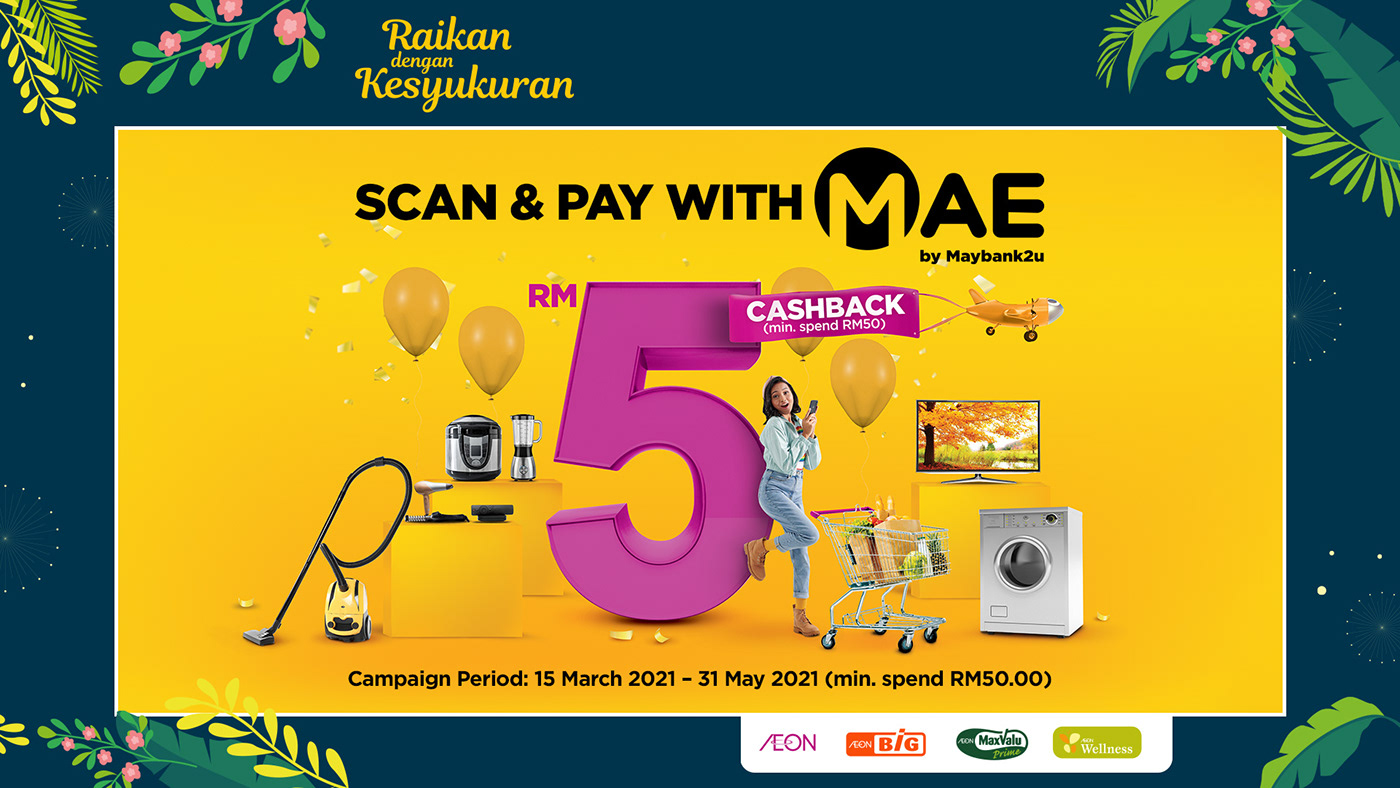 AEON cashback digital banner design Financial Services maeapp MAEbyMaybank2u maybank maybank2u shopping app