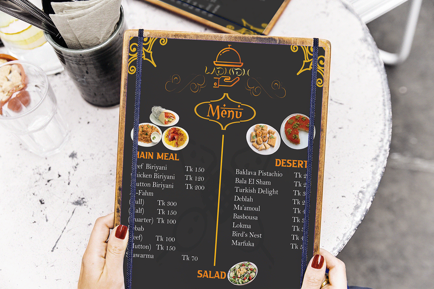 arabian style black Clean & Smooth Food  food menu graphic design  menu branding  food template menu template