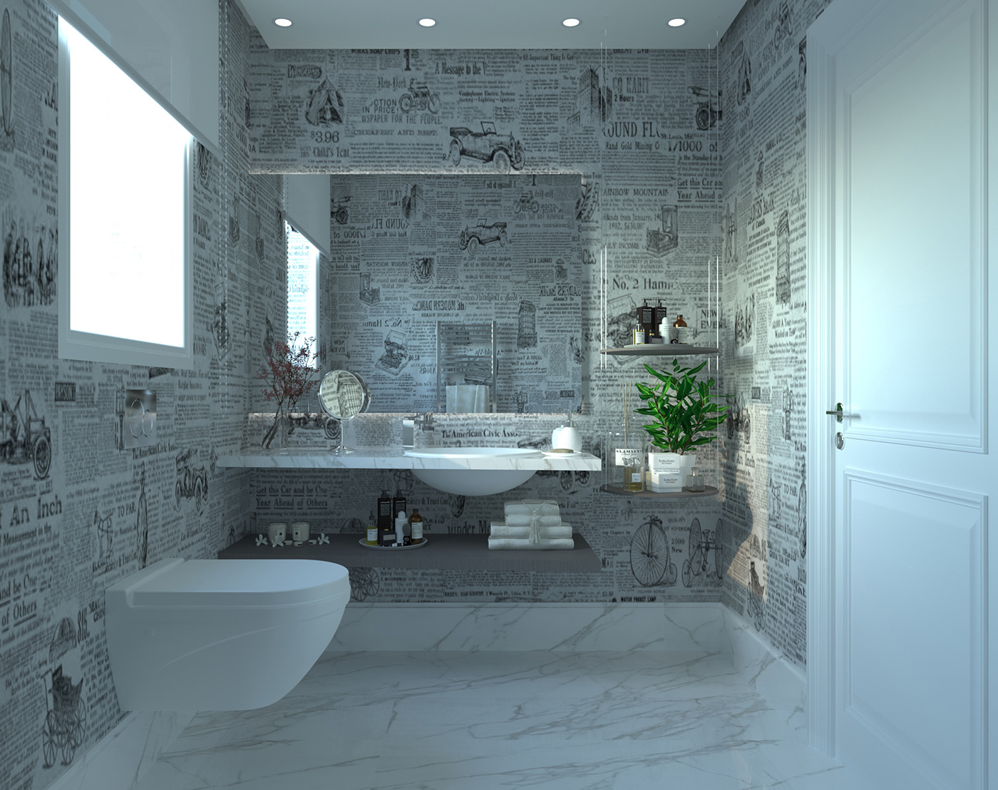 CoronaRender  bathroom journal wallpaper topview 3dmax 3D decor interiordesign bathroomdesign