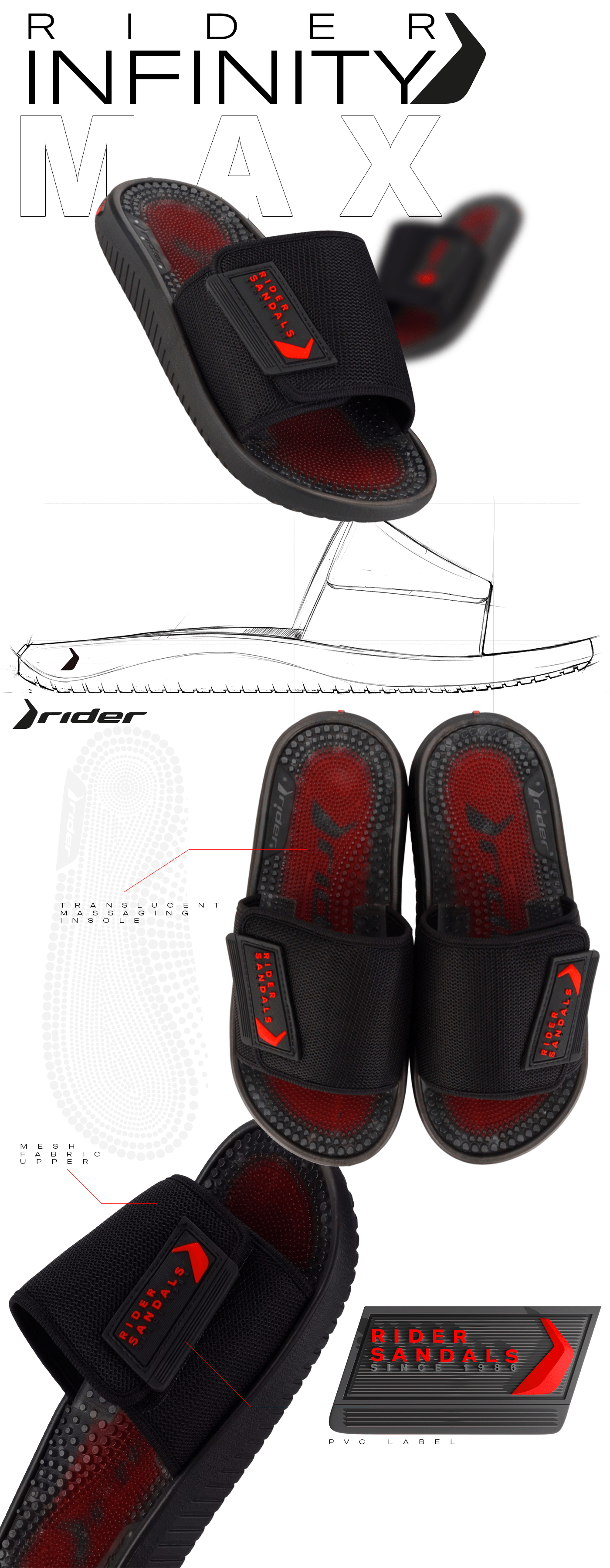 Sandals rider footwear design product design  slides
