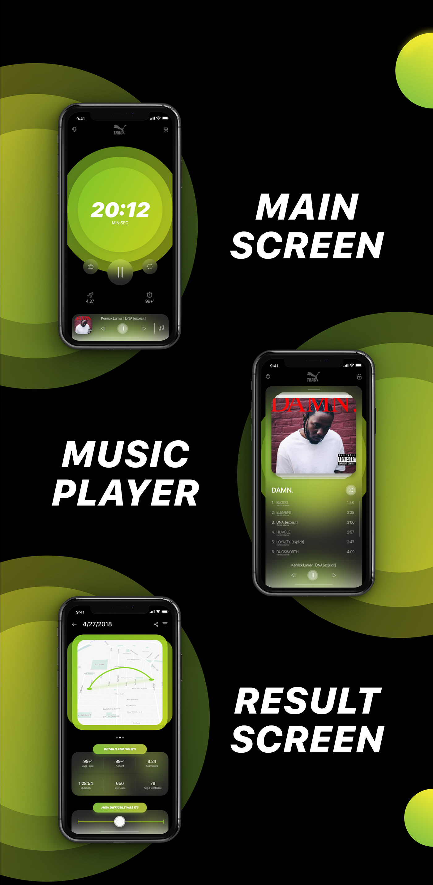 ui ux graphic design  puma pumatrac user interface Running App iOS App fitness fitness app Mobile app