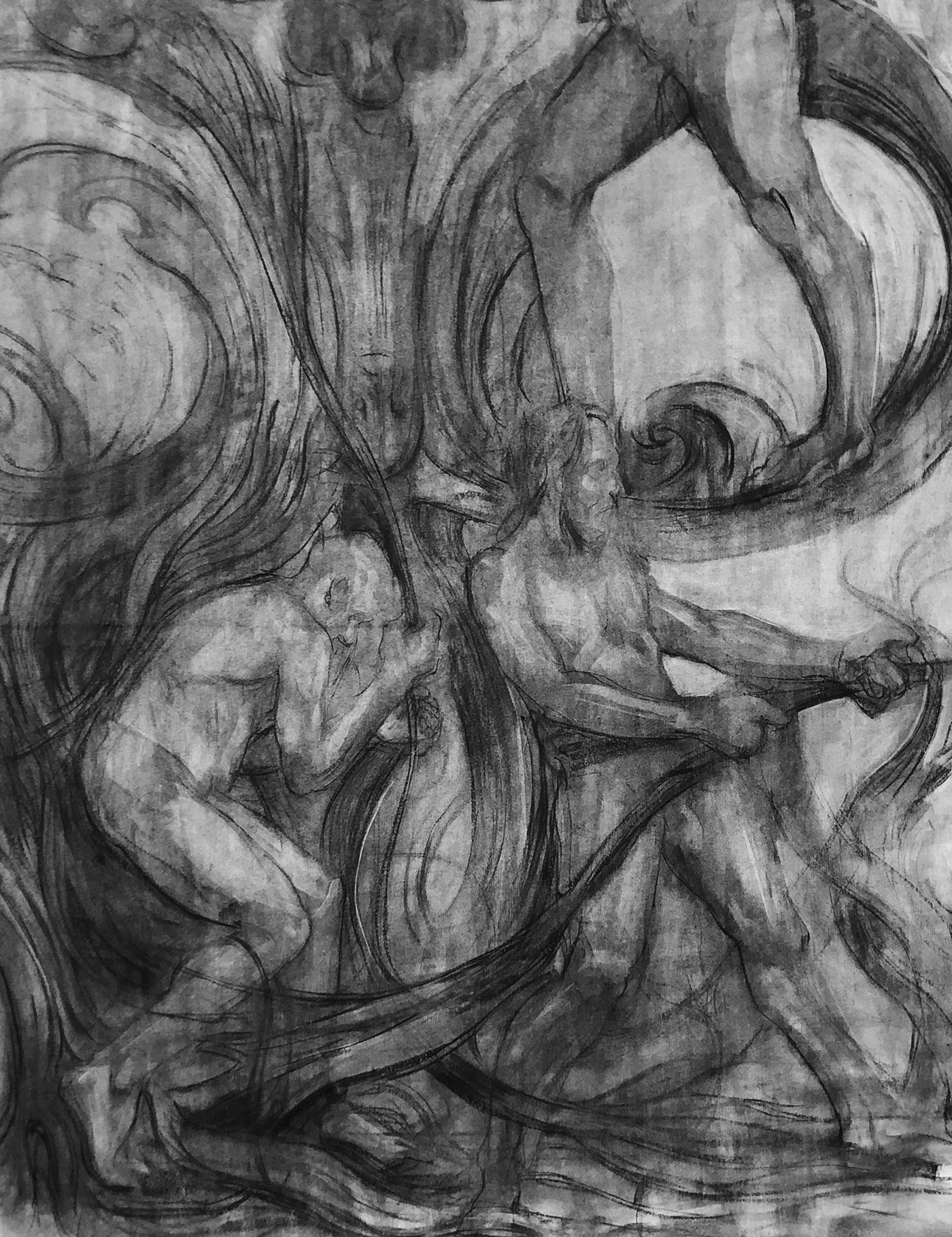Drawing  figurative FINEART ILLUSTRATION  anatomy Patterns charcoal tone