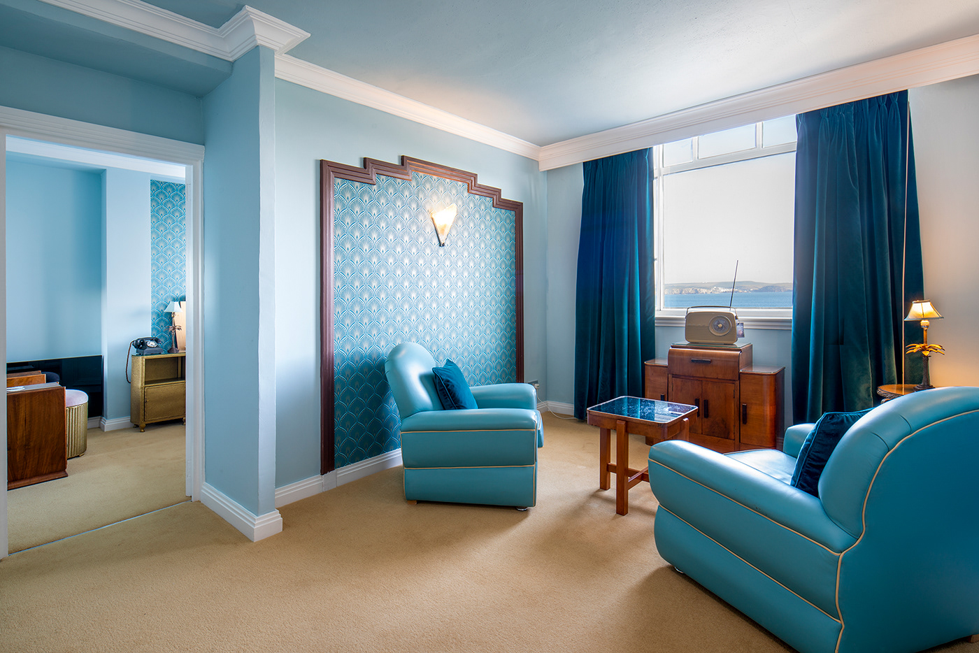 1930's agather christie art deco Bedrooms Burgh Island devon Hospitality hotel interiors refurbish