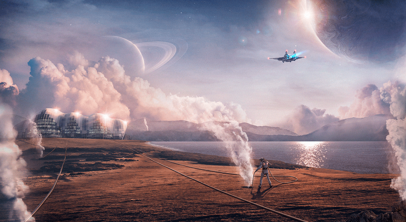 after effects art Matte Painting photoshop Space  vfx composition effects environment ILLUSTRATION 