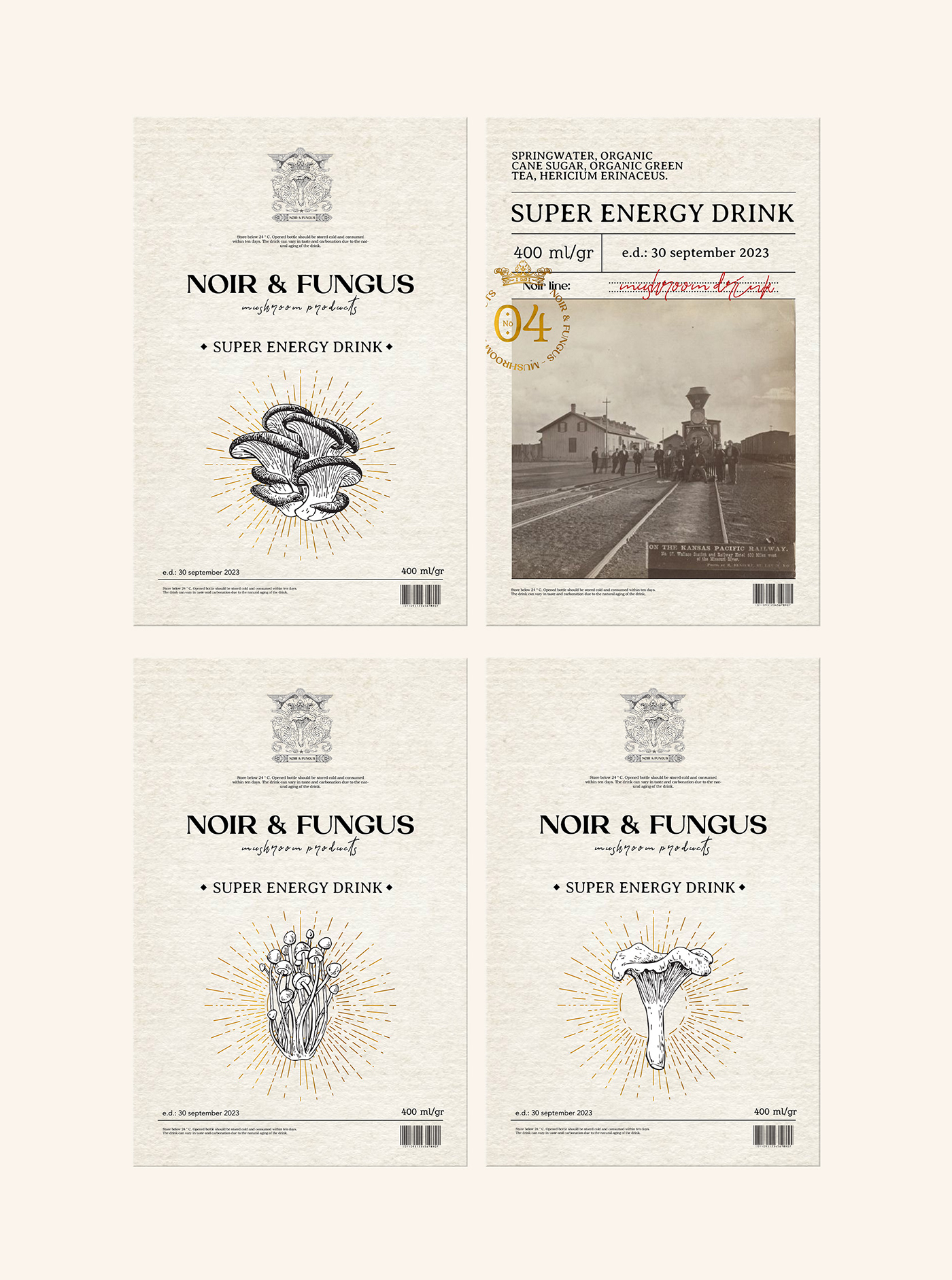 vintage energy drink label design