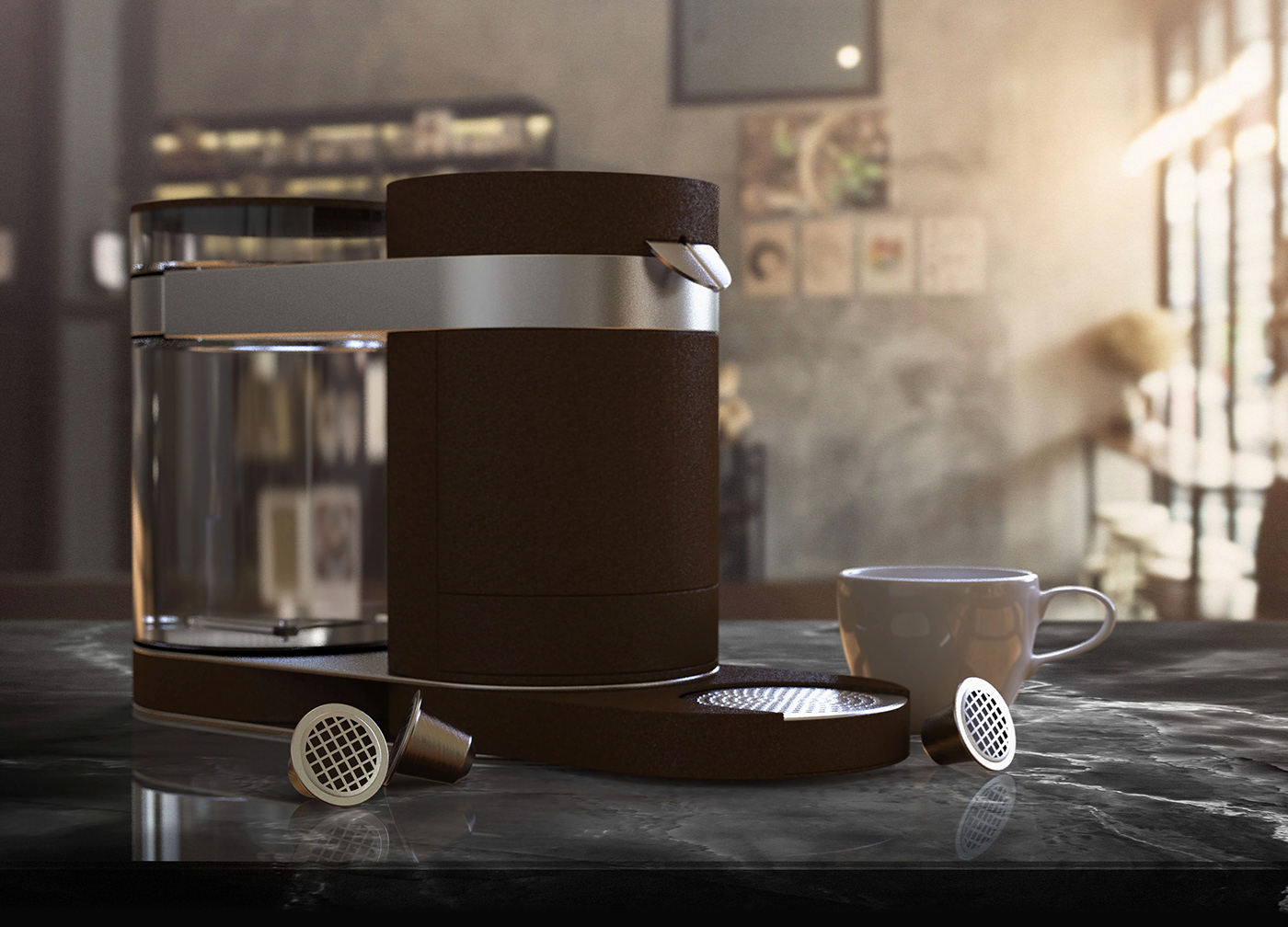 design product design  Coffee Maker Sustainability Sustainable eco-friendly Coffee graphic design  minimal capsule