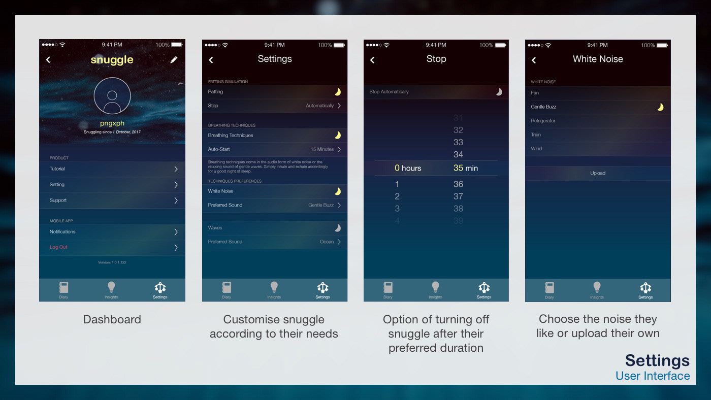 sleep product design  pillow app UI product visualization rendering