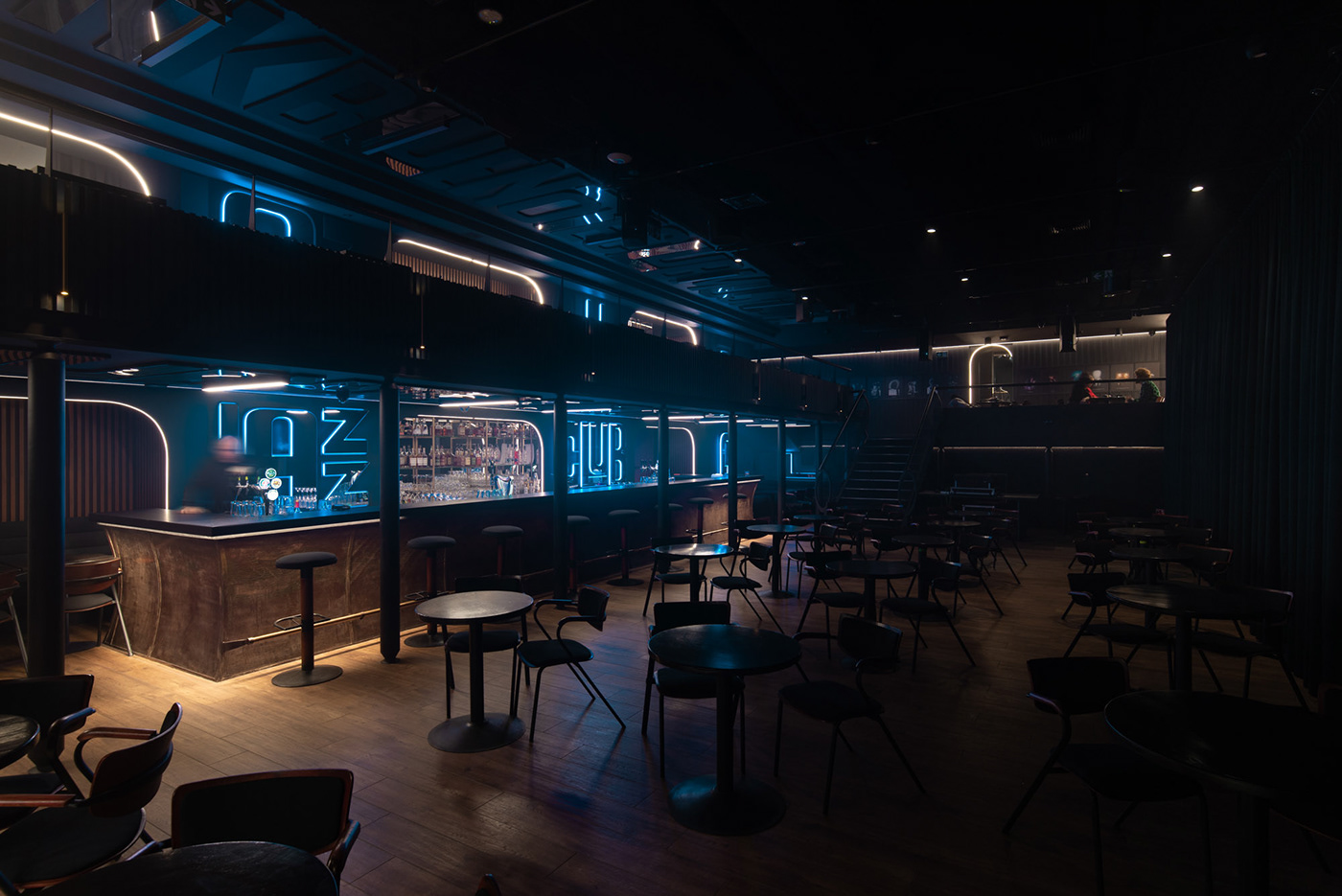 jazz club bar Interior poznan poland blue music