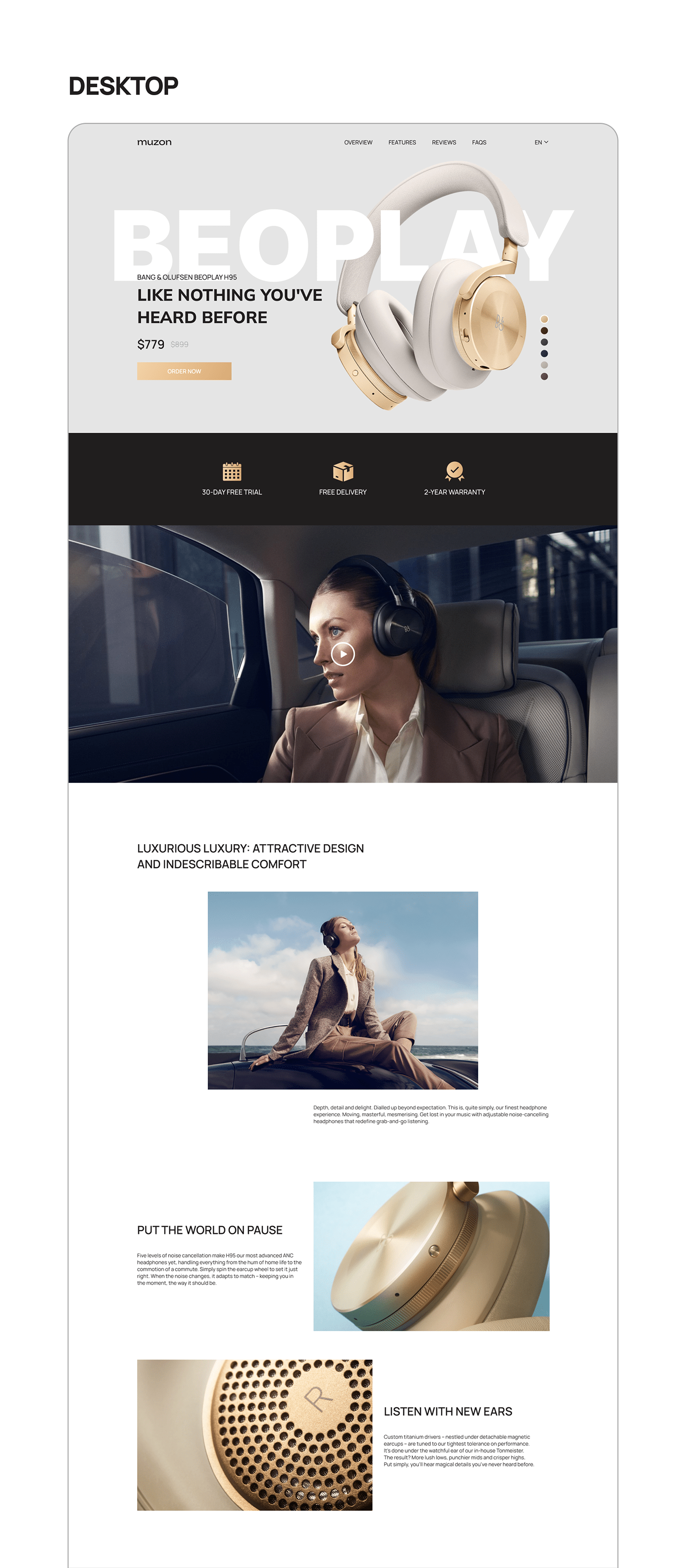 design Figma headphones landing landing page product UI/UX Web Design  Website
