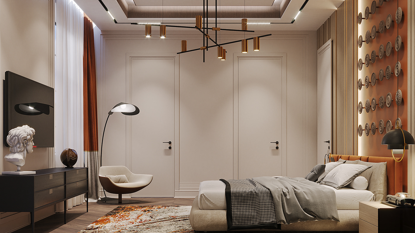 architecture art bedroom Interior kids modern visualization wood