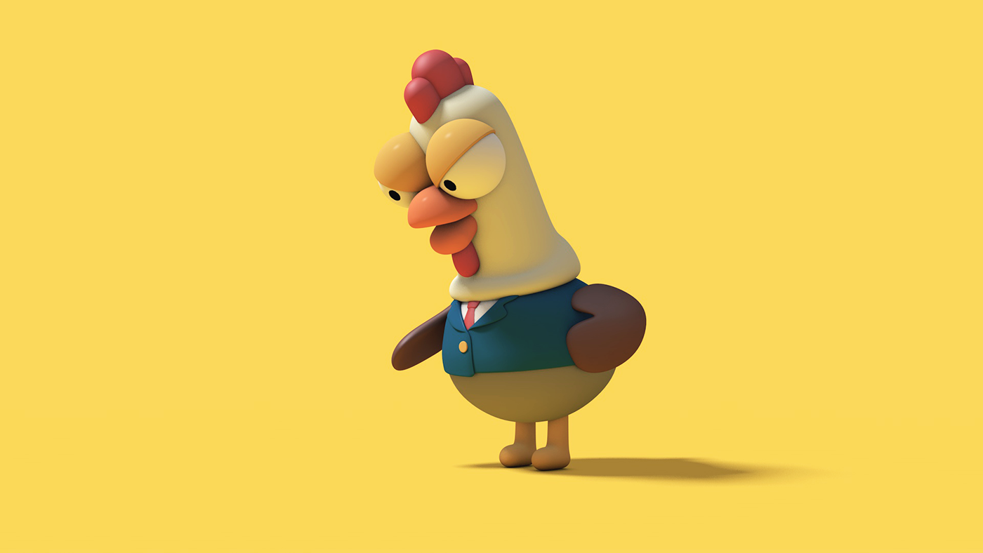 Character chicken teacher motion animation  3D design ILLUSTRATION 