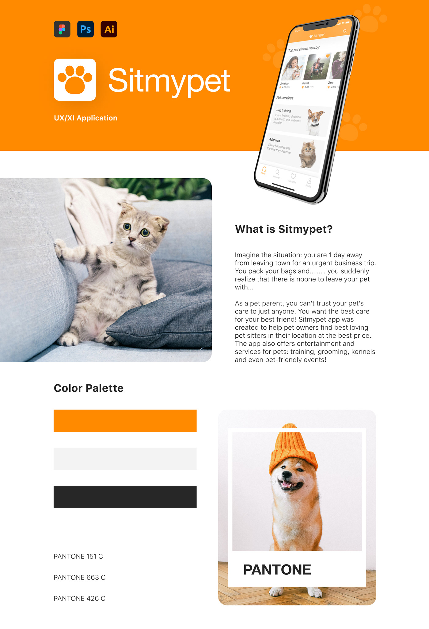 app was created to help pet owners find best loving pet sitters in their location at the best price.