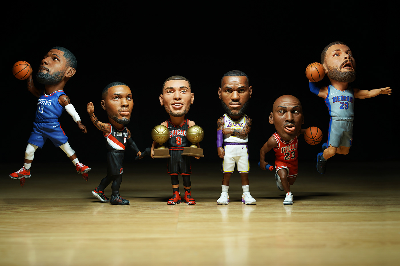 bulls Designer toys ESPN jordan Lakers LeBron NBA painting   Plastic Cell sculpture