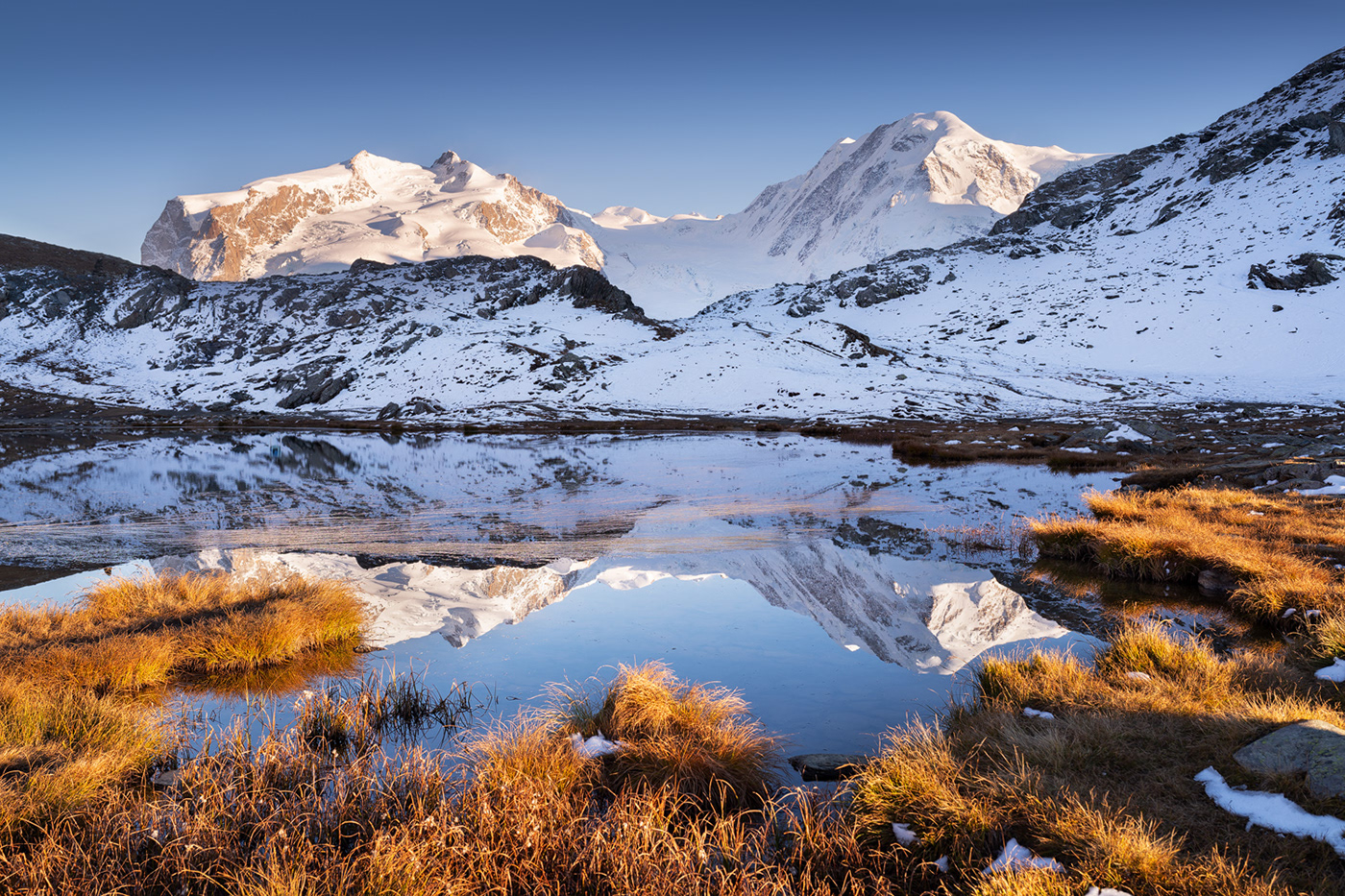 autumn glacier lake Landscape mountains Nature solitude reflection snow valley