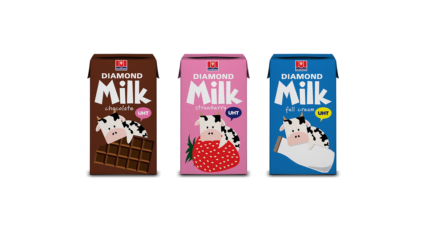milk diamond  colorful indonesia cute Character happy cow adventure children kiddy healthy design chocolate strawberry