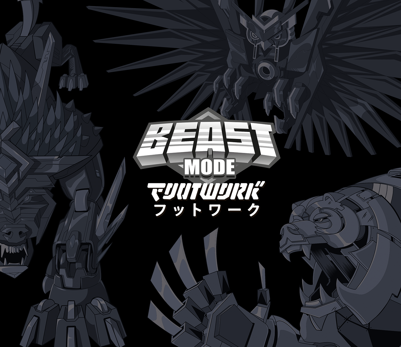 ILLUSTRATION  Gundam robots beast bear volf animal stylisation owl skateboard graphics