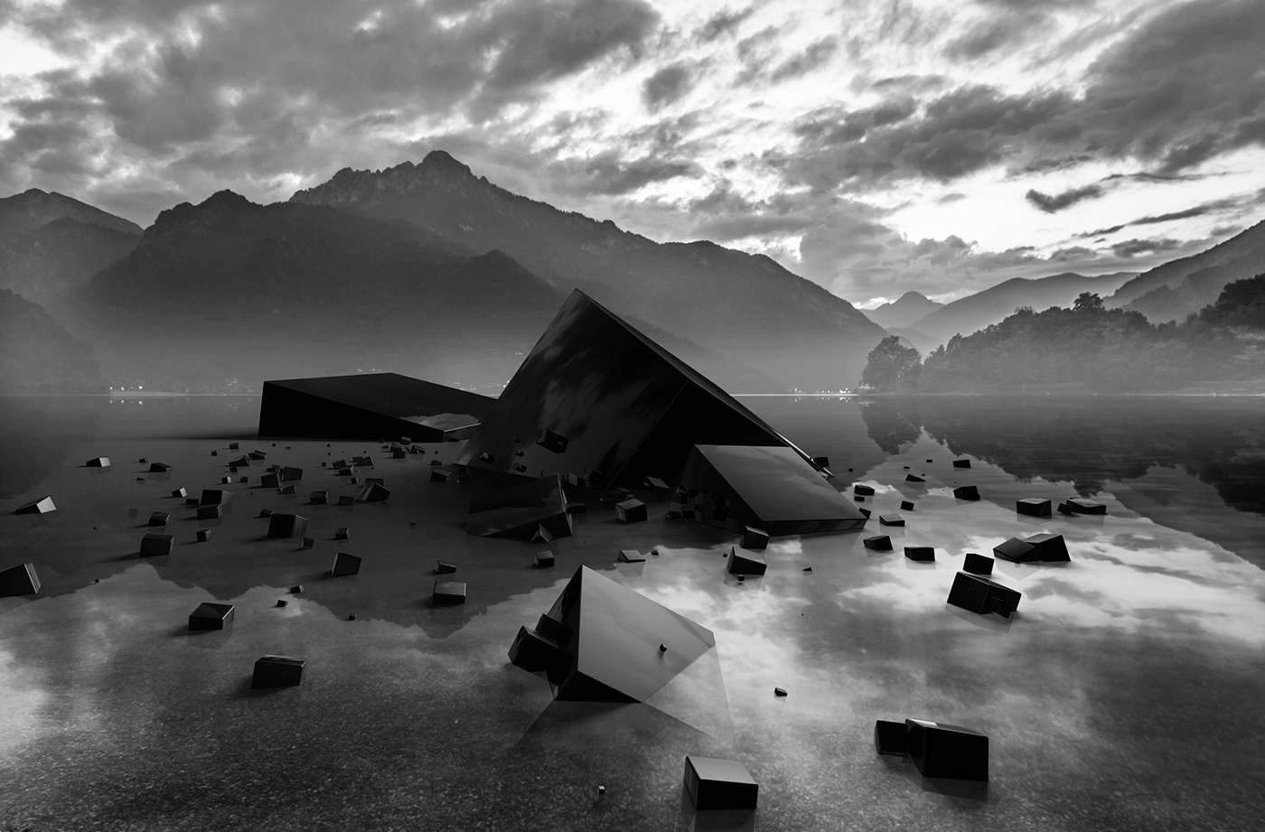 3D composition Photography  geometric primitives reality dream