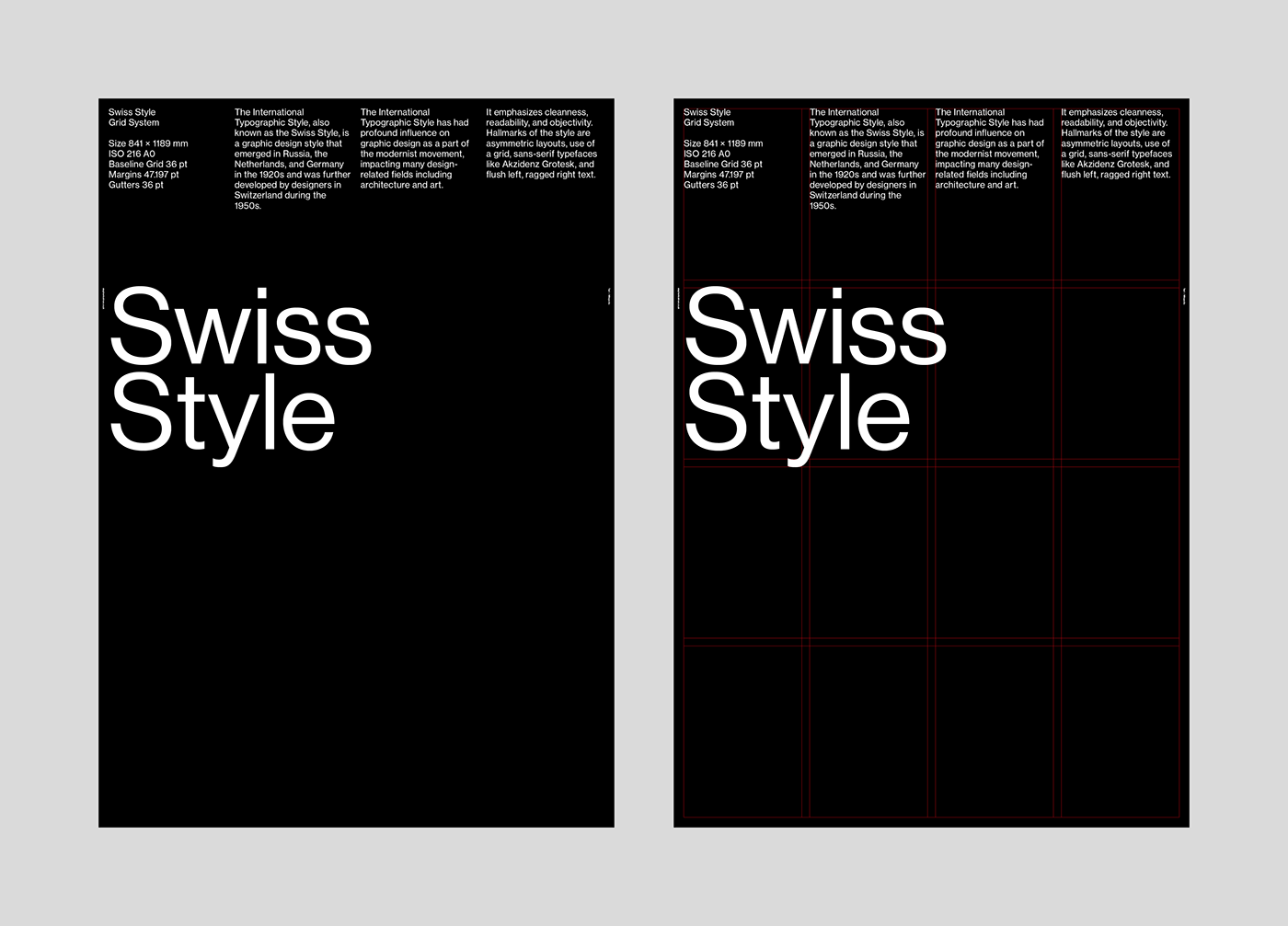 Swiss Style Poster Grid System and Style Sheets - Layout Example 