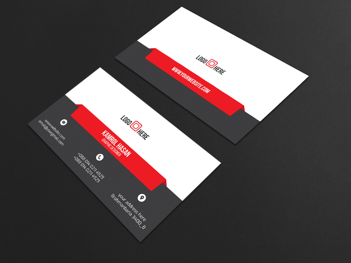 business card card company creative modarn personal professional red stylish Unique