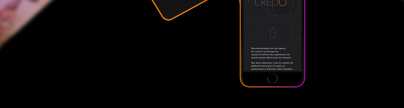 ux UI Responsive design mobile tablet purple orange black pink motion media Web video parallaxe